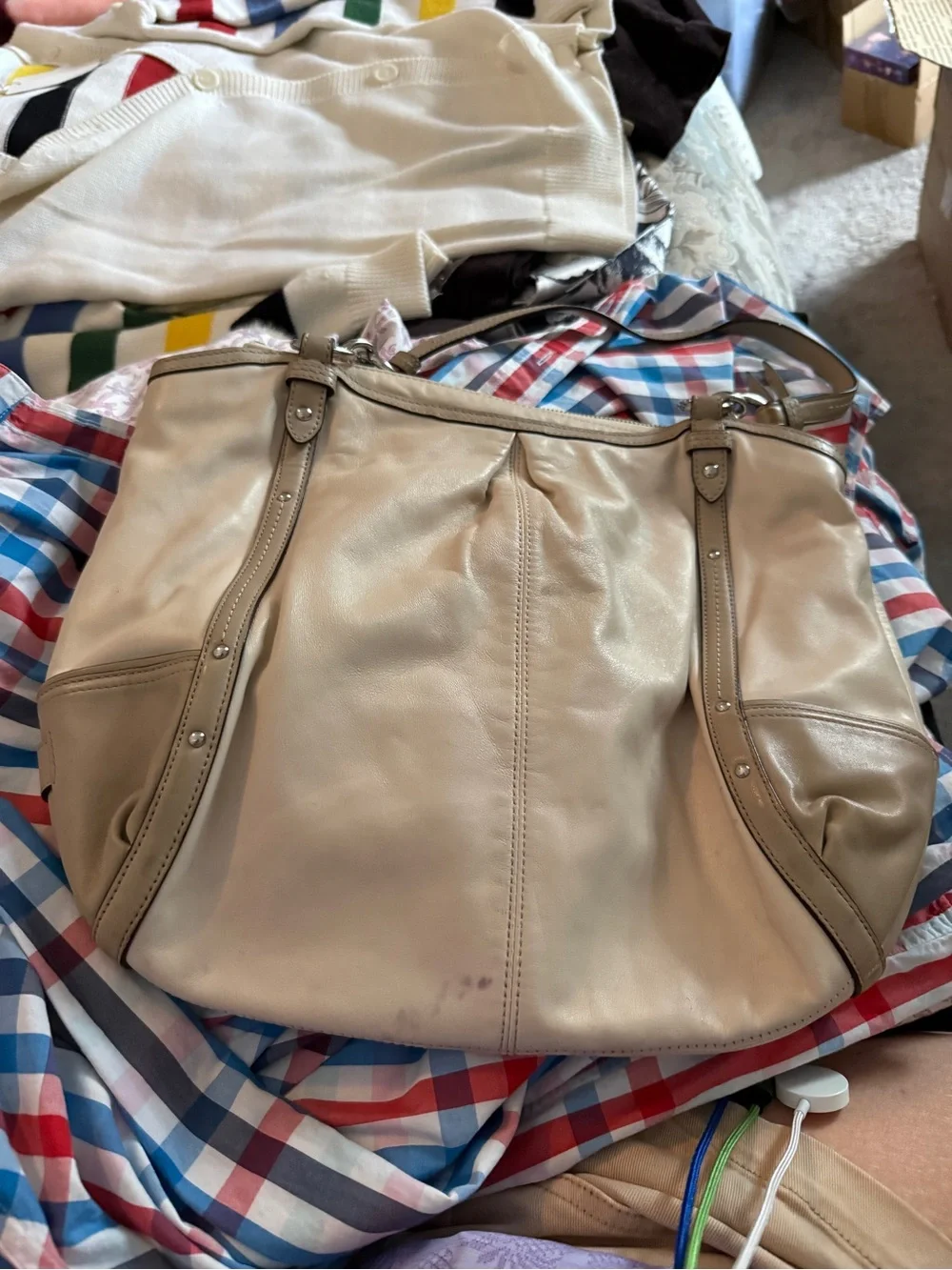 Coach Cream Ivory Genuine Leather Hobo Shoulder Bag F20812